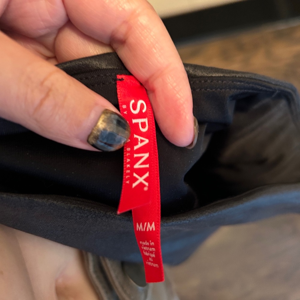Spanx metallic faux leather leggings